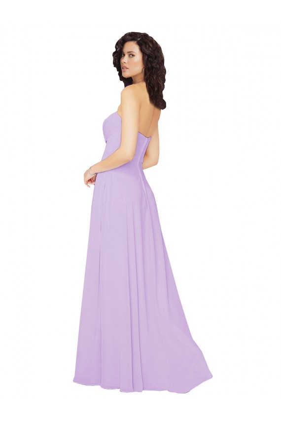 Acheter Lilas Trapèze Sans bretelle Mousseline Longue Robes demoiselle d'honneur