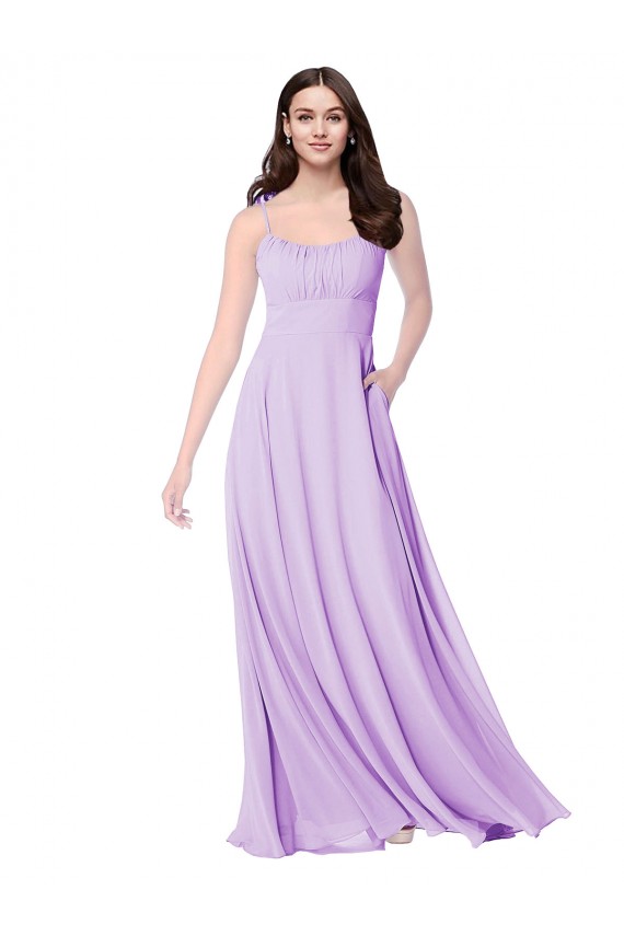 Acheter Lilas Trapèze Scoop Mousseline Longue Robes demoiselle d'honneur