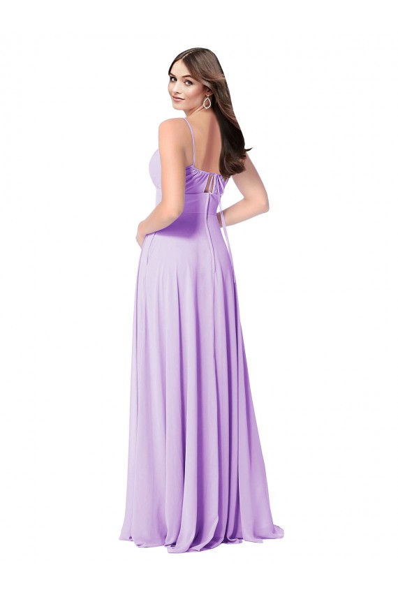 Acheter Lilas Trapèze Scoop Mousseline Longue Robes demoiselle d'honneur
