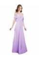 Acheter Lilas Trapèze Épaule Dénudée Bretelles spaghetti Mousseline Longue Robes demoiselle d'honneur