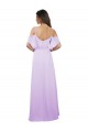 Acheter Lilas Trapèze Épaule Dénudée Bretelles spaghetti Mousseline Longue Robes demoiselle d'honneur