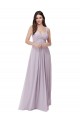 Acheter Lueur rose Trapèze Col V Mousseline Longue Robes demoiselle d'honneur