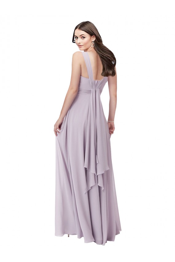 Acheter Lueur rose Trapèze Col V Mousseline Longue Robes demoiselle d'honneur