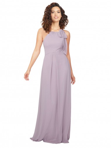 Acheter Lueur rose Trapèze Licou Mousseline Longue Robes demoiselle d'honneur