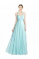 Acheter Menthe verte Trapèze Bretelles spaghetti Tulle Longue Robes demoiselle d'honneur