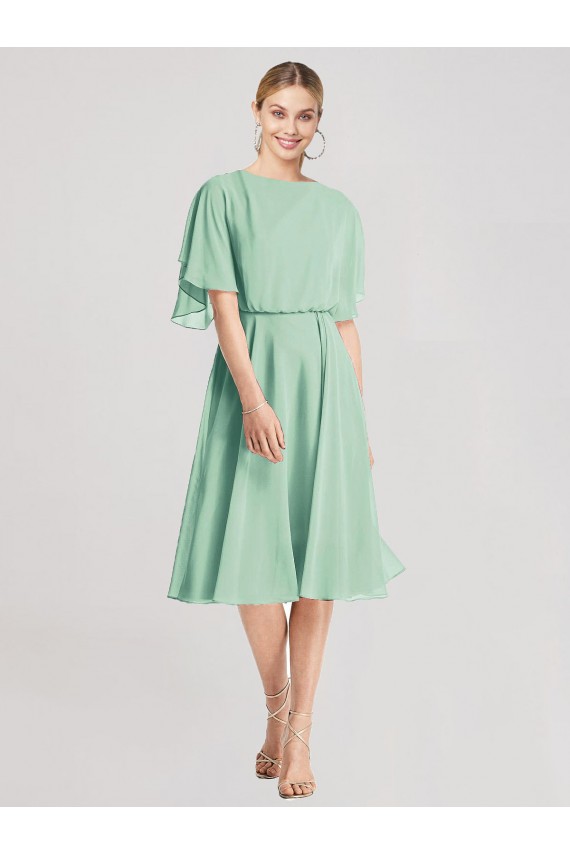Acheter Menthe verte Trapèze Mousseline Courte Robes demoiselle d'honneur