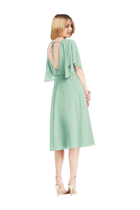 Acheter Menthe verte Trapèze Mousseline Courte Robes demoiselle d'honneur