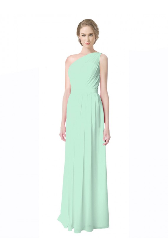 Acheter Menthe verte Trapèze Mousseline Longue Robes demoiselle d'honneur