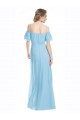 Acheter Menthe verte Trapèze Épaule Dénudée Bretelles spaghetti Mousseline Longue Robes demoiselle d'honneur