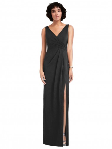 Acheter Noir Fourreau Col V Spandex Longue Formelles Robes demoiselle d'honneur / Robes de soirée / Robes de bal