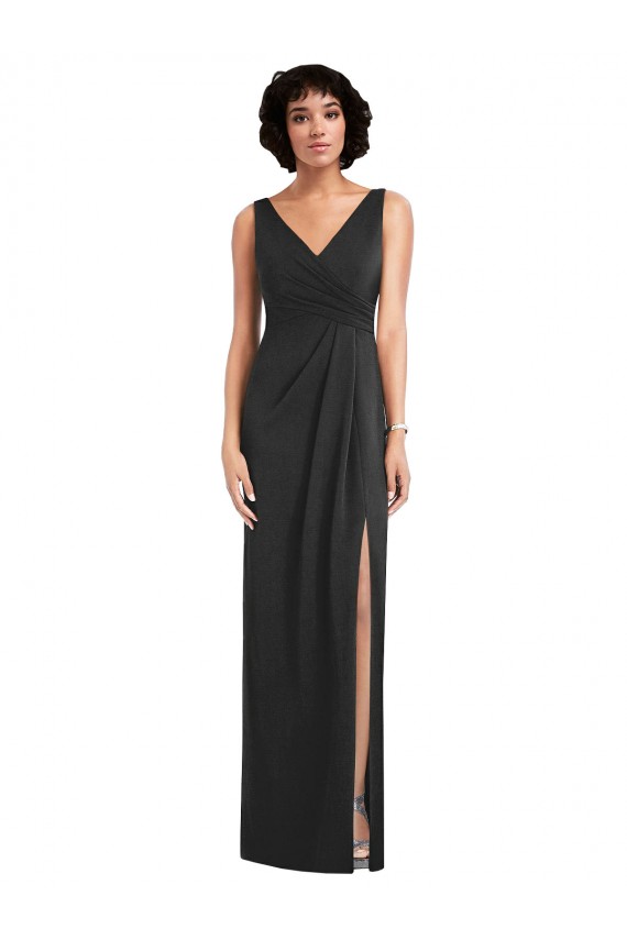 Acheter Noir Fourreau Col V Spandex Longue Formelles Robes demoiselle d'honneur / Robes de soirée / Robes de bal
