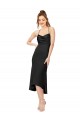 Acheter Noir Fourreau midi Satiné Soyeux Courte Asymétrique Robes demoiselle d'honneur / Robes de soirée / Robes de cocktail