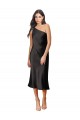 Acheter Noir Fourreau midi Satiné Stretch Courte Robes demoiselle d'honneur / Robes de soirée / Robes de cocktail