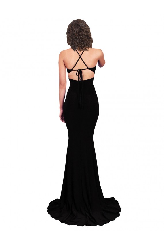 Acheter Noir Sirène Col V Spandex Longue Formelles Robes demoiselle d'honneur / Robes de soirée / Robes de bal