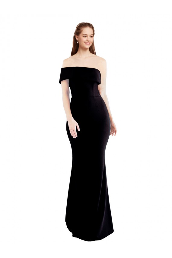 Acheter Noir Sirène Crêpe Stretch Longue Formelles Robes demoiselle d'honneur / Robes de soirée / Robes de bal