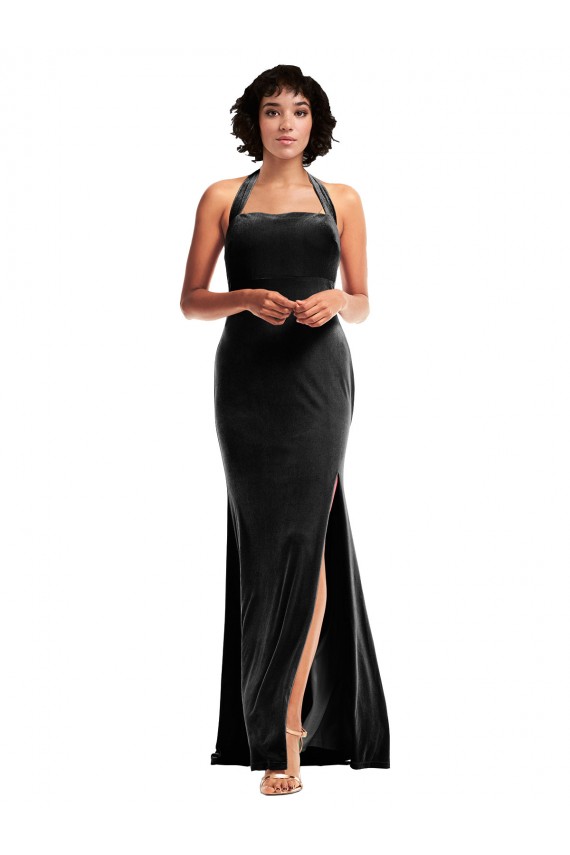 Acheter Noir Sirène Licou Velours Stretch Longue Formelles Robes demoiselle d'honneur / Robes de soirée / Robes de bal