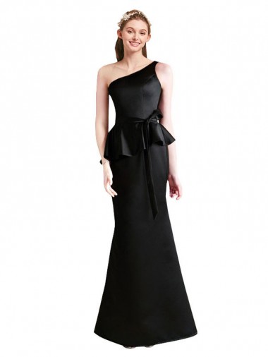 Acheter Noir Sirène Satiné Longue Robes demoiselle d'honneur