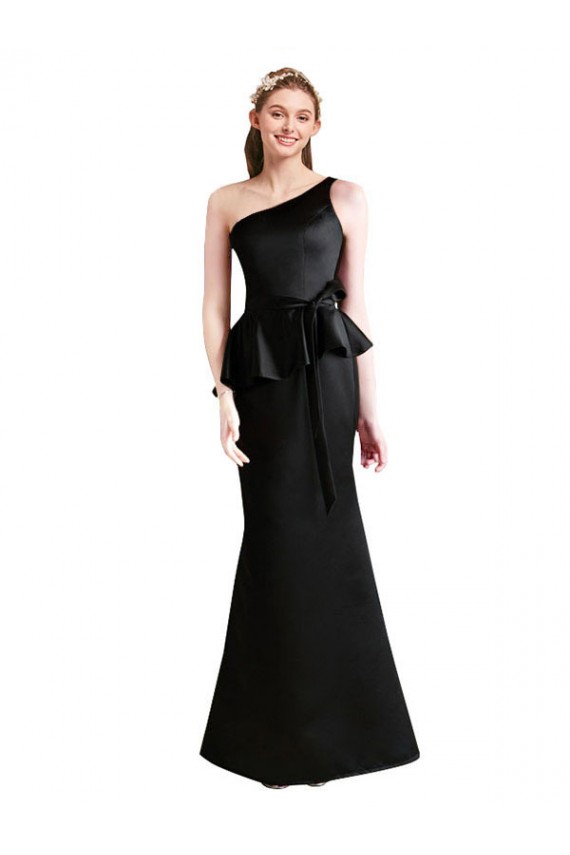 Acheter Noir Sirène Satiné Longue Robes demoiselle d'honneur