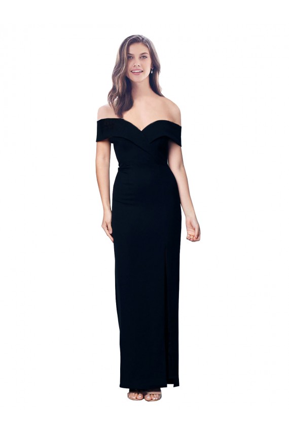 Acheter Noir Sirène Épaule Dénudée Crêpe Stretch Longue Formelles Robes demoiselle d'honneur / Robes de soirée / Robes de bal