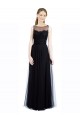 Acheter Noir Trapèze Bateau Illusion Tulle Dentelle Longue Robes demoiselle d'honneur