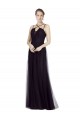 Acheter Noir Trapèze Bretelles spaghetti Col Haut Tulle Longue Robes demoiselle d'honneur