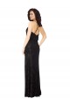 Acheter Noir Trapèze Bretelles spaghetti Velours Floral Velours Stretch Longue Robes demoiselle d'honneur