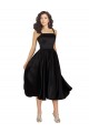 Acheter Noir Trapèze Col Carré Satiné Courte Robes demoiselle d'honneur / Robes de bal / Robes de cocktail