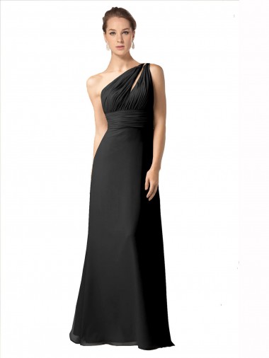 Acheter Noir Trapèze Mousseline Longue Robes demoiselle d'honneur
