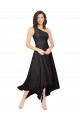 Acheter Noir Trapèze Sans bretelle midi Mousseline Courte Asymétrique Robes demoiselle d'honneur / Robes de cocktail