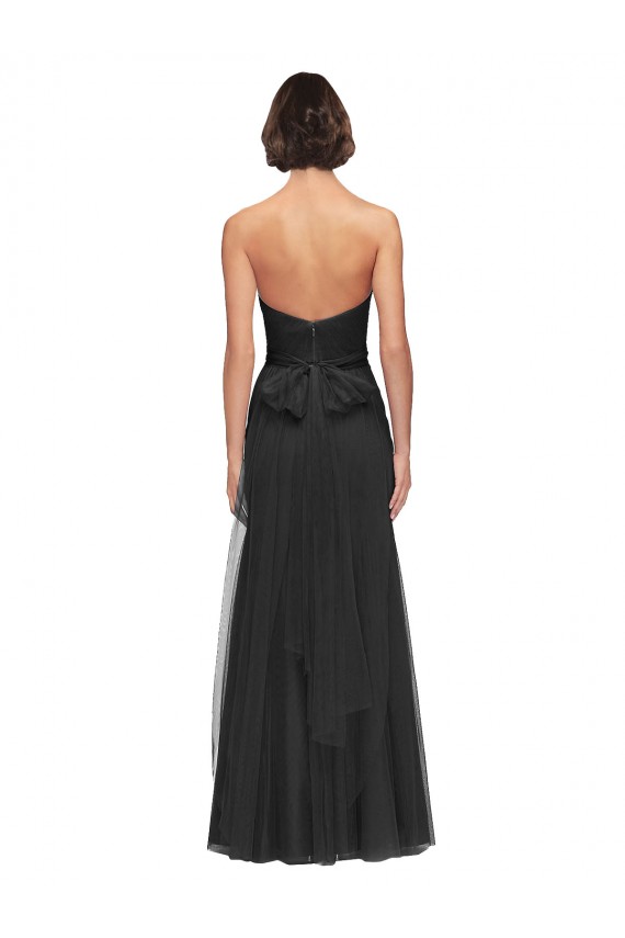 Acheter Noir Trapèze Tulle Longue Robes demoiselle d'honneur