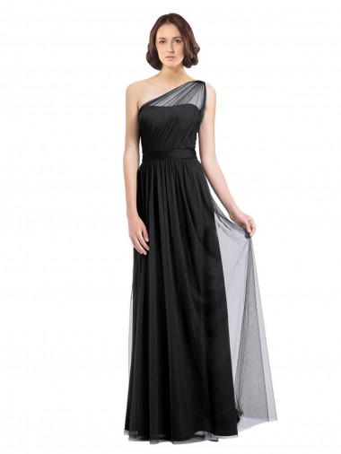 Acheter Noir Trapèze Tulle Longue Robes demoiselle d'honneur