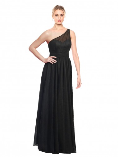 Acheter Noir Trapèze Tulle Longue Robes demoiselle d'honneur