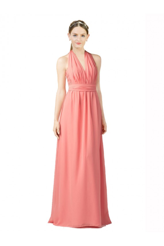 Acheter Pastèque Trapèze Licou Mousseline Longue Robes demoiselle d'honneur