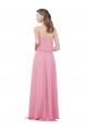 Acheter Peau Rose Trapèze Bretelles spaghetti Mousseline Longue Robes demoiselle d'honneur
