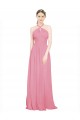 Acheter Peau Rose Trapèze Licou Col V Mousseline Longue Robes demoiselle d'honneur