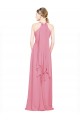 Acheter Peau Rose Trapèze Licou Col V Mousseline Longue Robes demoiselle d'honneur