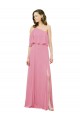 Acheter Peau Rose Trapèze Mousseline Longue Robes demoiselle d'honneur