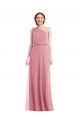 Acheter Peau Rose Trapèze Mousseline Longue Robes demoiselle d'honneur