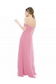 Acheter Peau Rose Trapèze Épaule Dénudée Mousseline Longue Robes demoiselle d'honneur