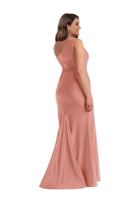 Acheter Pêche de Géorgie Sirène Satiné Soyeux Longue Formelles Robes demoiselle d'honneur / Robes de soirée / Robes de bal