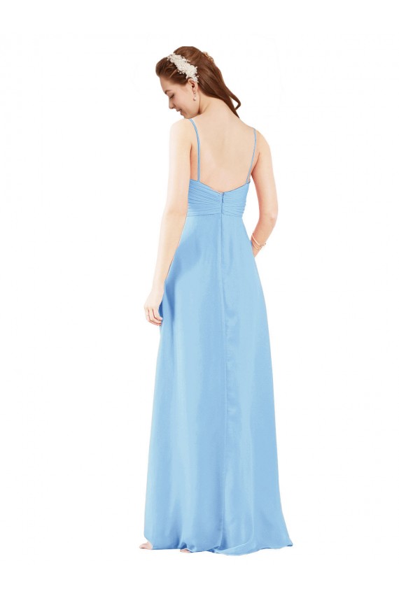 Acheter Periwinkle Fourreau Col V Mousseline Longue Robes demoiselle d'honneur