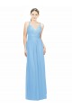 Acheter Periwinkle Trapèze Bretelles spaghetti Col V Mousseline Longue Robes demoiselle d'honneur