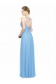 Acheter Periwinkle Trapèze Bretelles spaghetti Col V Mousseline Longue Robes demoiselle d'honneur
