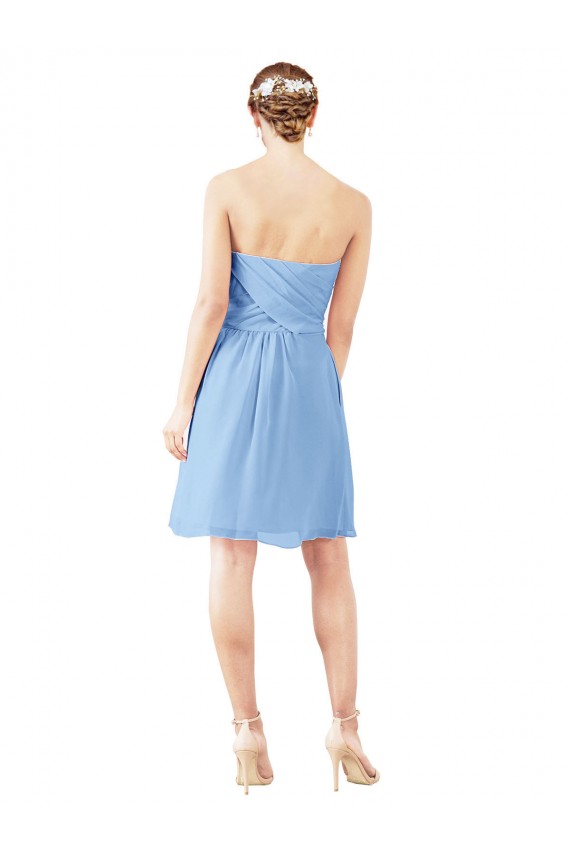 Acheter Periwinkle Trapèze Sans bretelle Mousseline Courte Robes demoiselle d'honneur / Robes de cocktail