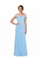 Acheter Periwinkle Trapèze Épaule Dénudée Bretelles spaghetti Mousseline Longue Robes demoiselle d'honneur
