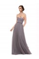 Acheter Pewter Trapèze Bretelles spaghetti Tulle Longue Robes demoiselle d'honneur