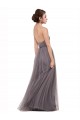 Acheter Pewter Trapèze Bretelles spaghetti Tulle Longue Robes demoiselle d'honneur