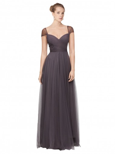 Acheter Pewter Trapèze Tulle Longue Robes demoiselle d'honneur