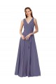 Acheter Pierre d'argent Trapèze Col V Mousseline Longue Robes demoiselle d'honneur