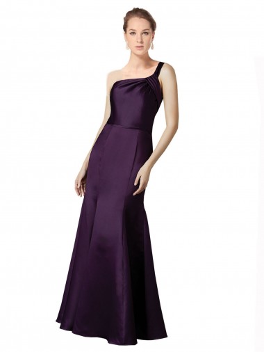 Acheter Pourpre Sirène Satiné Longue Robes demoiselle d'honneur / Robes de bal